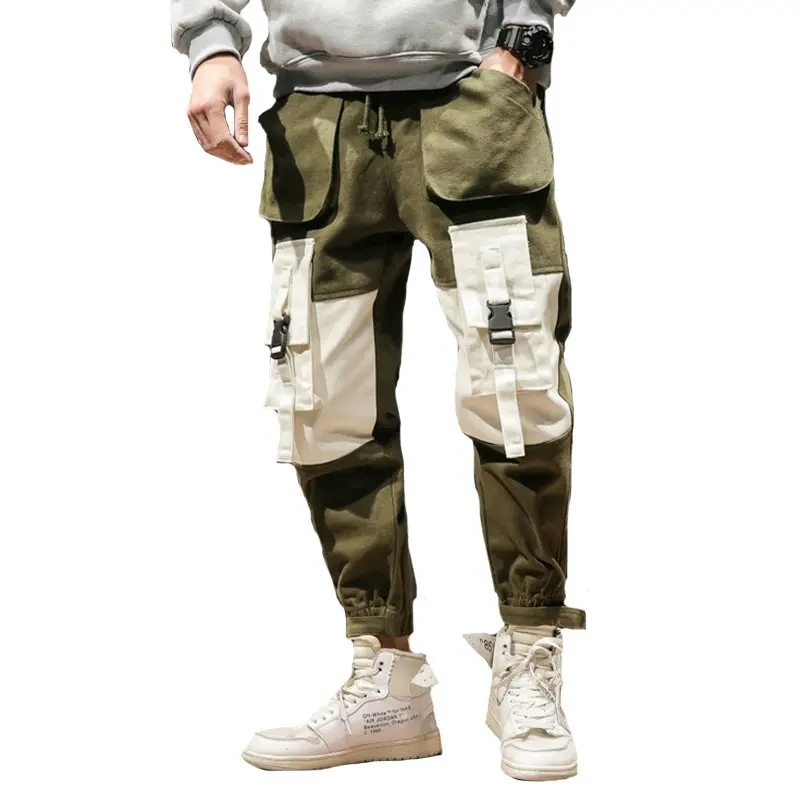 

2021 ленты Для мужчин впитывает пот и Штаны грузовой Штаны уличная одежда в стиле «хип-хоп», в стиле пэчворк, Повседневное Хай-стрит, штаны-шар...