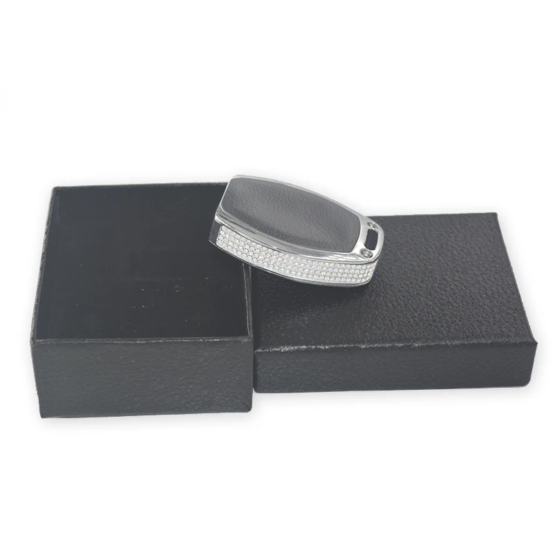 Алмазный Серебряный цинковый сплав кожаный чехол для автомобильного ключа Mercedes