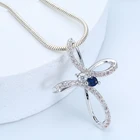Модное дизайнерское ожерелье с кулоном в виде креста с белым и черным фианитом, классическое ювелирное изделие с серебряным покрытием, свадебный подарок для женщин, ожерелье для вечеринки