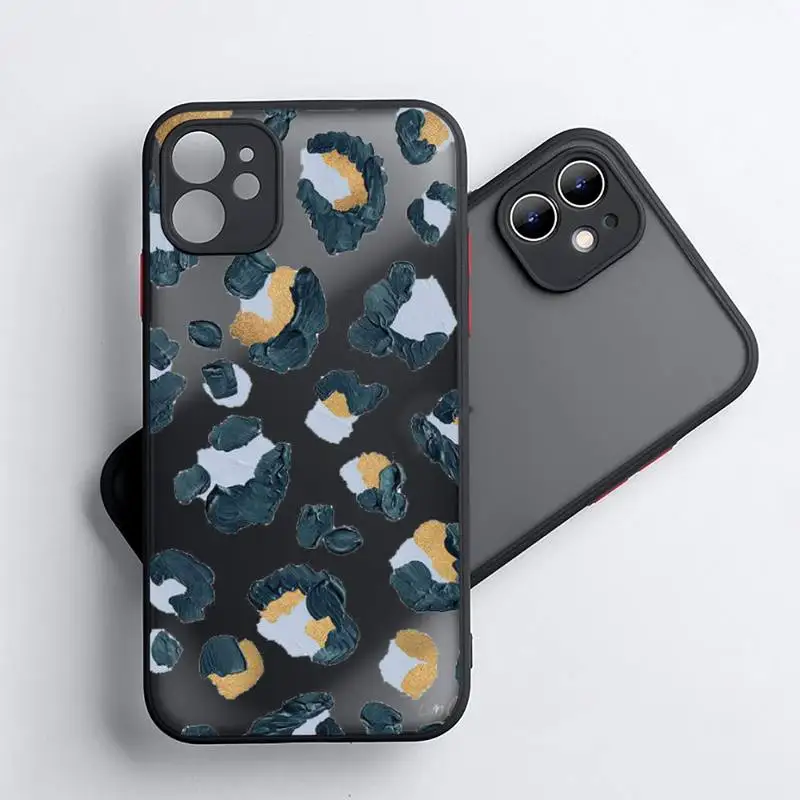 

Leopard Print Phone Case Matte Transparent for iPhone 7 8 11 12 s mini pro X XS XR MAX Plus coque