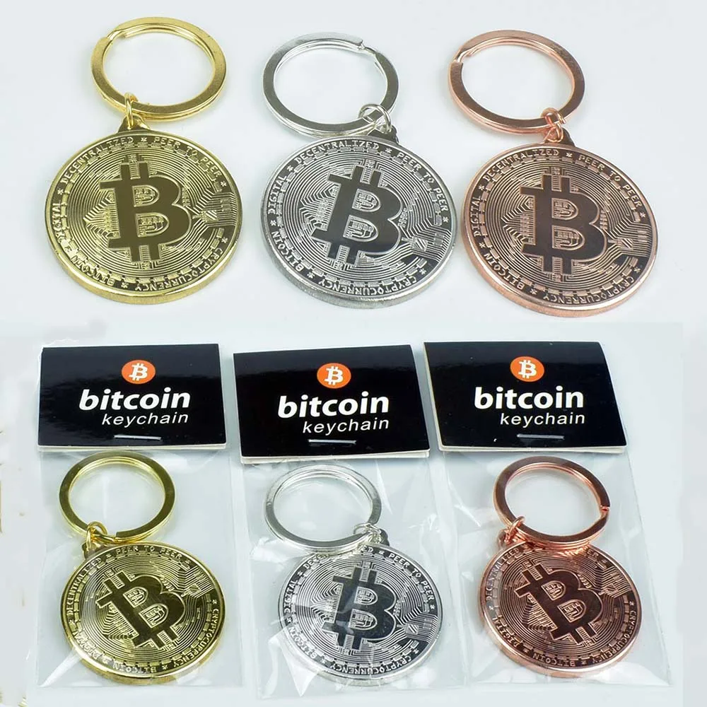 Биткойн-брелок позолоченный Биткоин монета брелок Коллекционная физическая