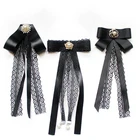 Модный ленточный Кружевной Галстук-бабочка ручной работы для женщин Блузки Рубашки Броши на воротник заколка женский галстук-бабочка с жемчугом аксессуары для одежды