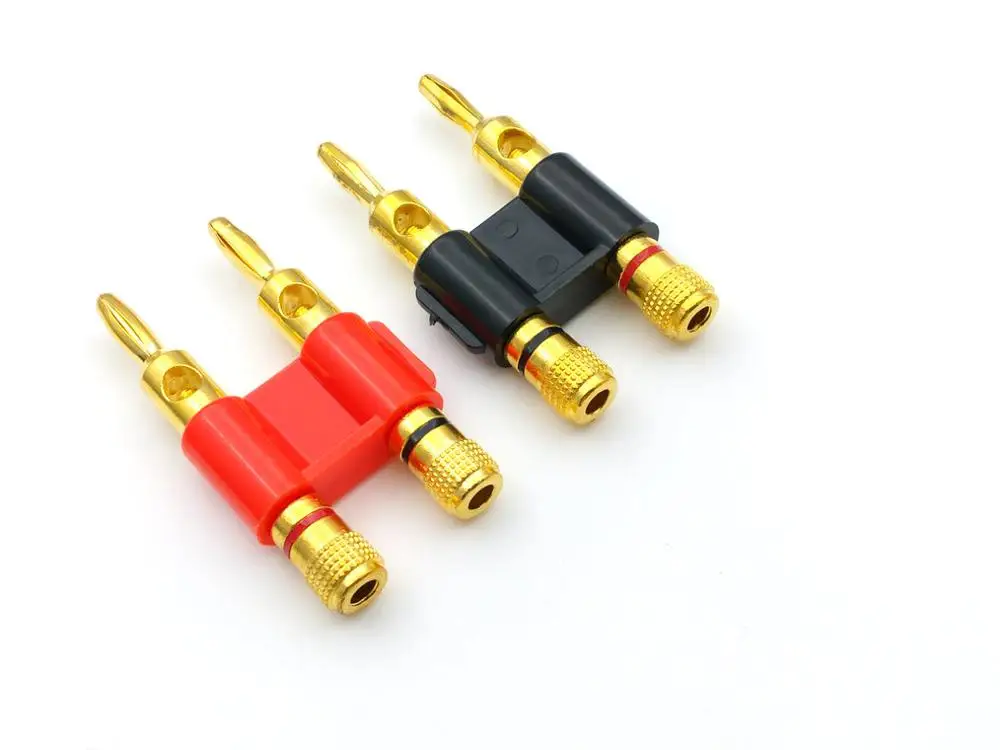 

10pcs GOLD Connector - Stackable Double Banana Plug Speaker Loudspeaker Plug