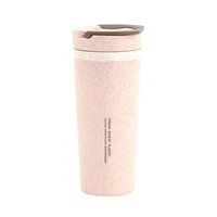 500ml portable wheat straw dual wall handle insulated bottle mug coffee tea cup