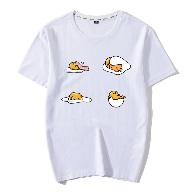 Новая футболка для женщин Kawaii Мультфильм Gudetama печати Топы Harajuku Лето короткий
