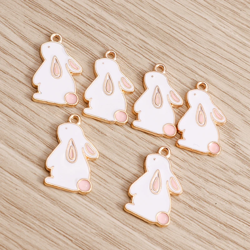 10pcs 16*21mm Enamel Rabbit Charms for Jewelry Making Alloy DIY Charms Pendants Necklaces Earrings Accessories Handmade Crafting