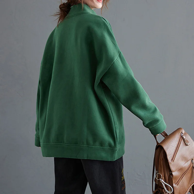 

Plus Size 4XL 5XL 6XL Turtleneck Pullover Sweatshirt For Women 2020 New Autumn Winter Thickening Warm Cotton Hoodies Sweatshirts