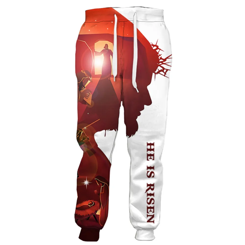 

CLOOCL Knights Templar Trousers 3D Graphic He Is Risen Printed Pants Harajuku Pockets Sweatpants Jogging Men Clothing S-5XL