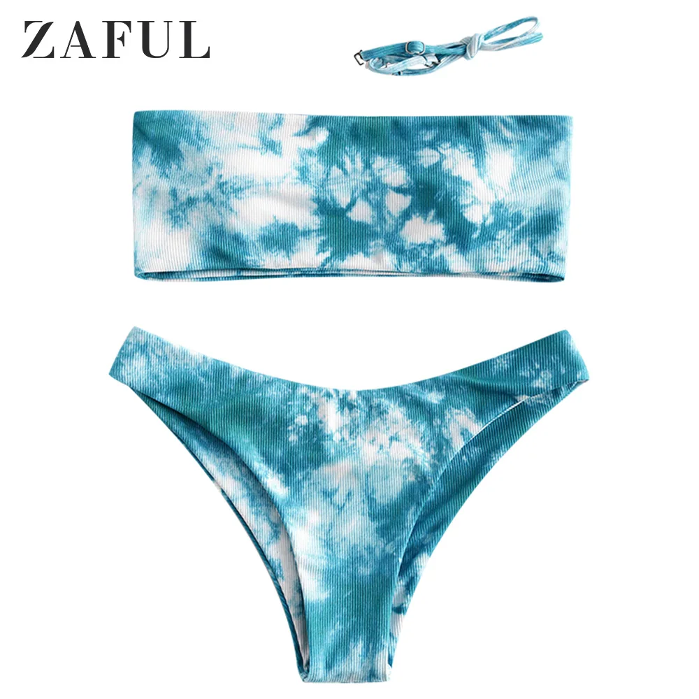 Женский купальник бикини ZAFUL Летний Пляжный купальный костюм с подкладом принтом