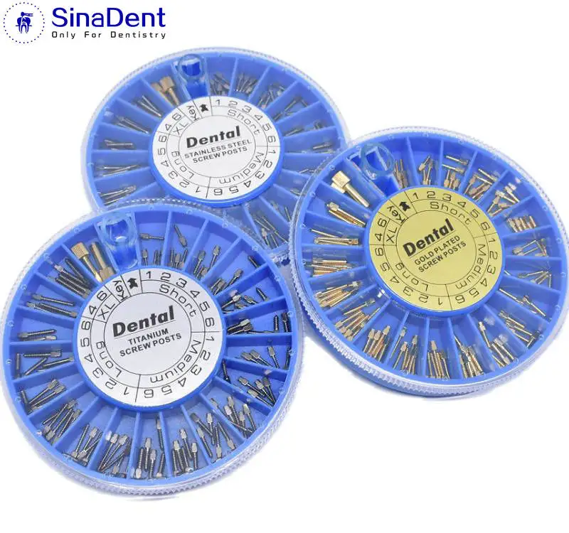 Dental Gold Plated Screw Post 120pcs&2Key Dental Screw Post Dental Supplies Root Canal