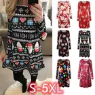 Женское мини-платье с круглым вырезом, длинным рукавом и принтом