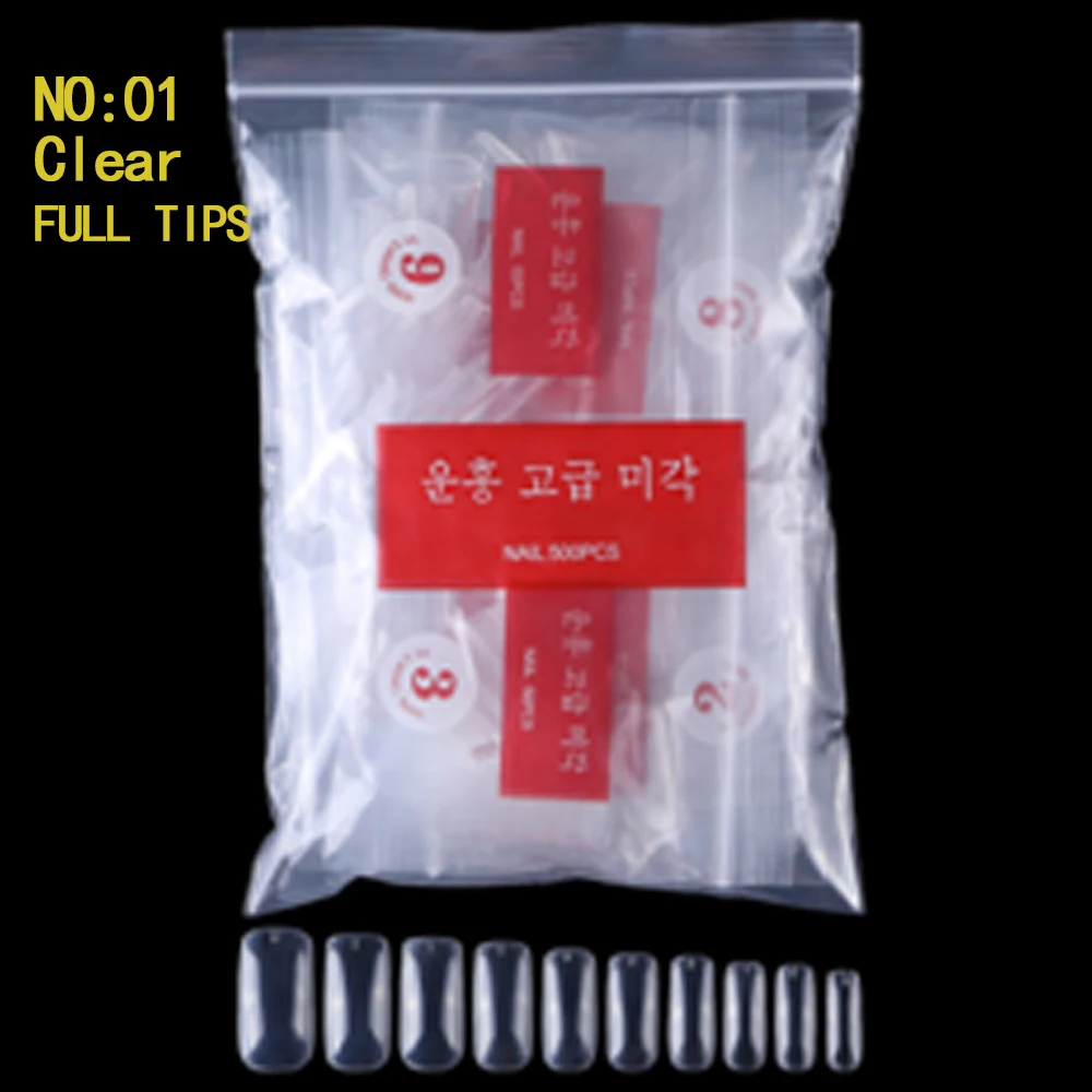 500 шт. накладные ногти прозрачные акриловые французские много видов на выбор 10