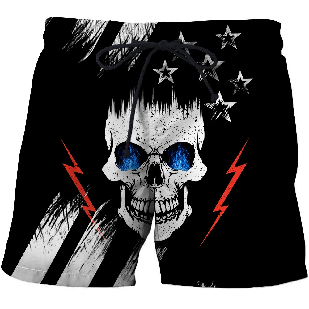 

2021 New Summer Beach Casual Men's Customized Beach Pants 3D Printing Sports Fashion Beach Pants Skull