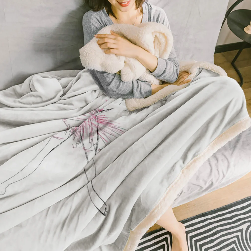Hand Drawn Sketch Ballet Girl Print Plush Throw Blanket Sherpa Fleece Bedspread Bedding Picnic Wool Soft Blankets | Дом и сад