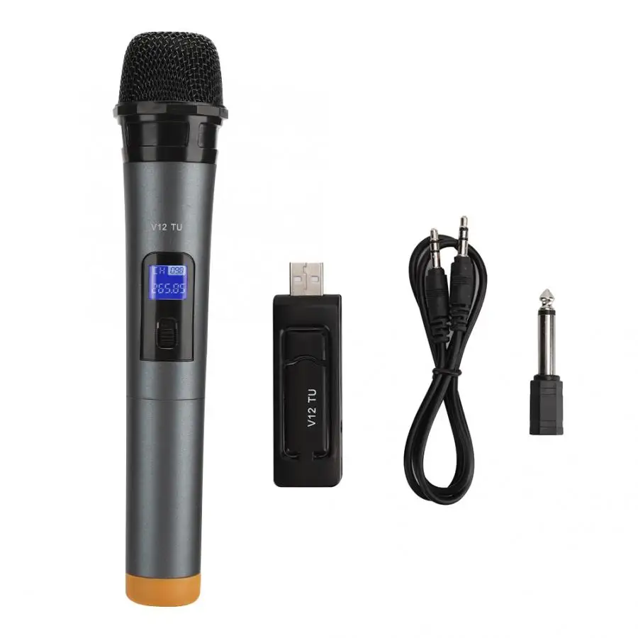 

Комплект беспроводного микрофона UHF, ручной микрофон с приемником для караоке, речи, громкоговорителя, 3,5 мм/6,35 мм, адаптер интерфейса