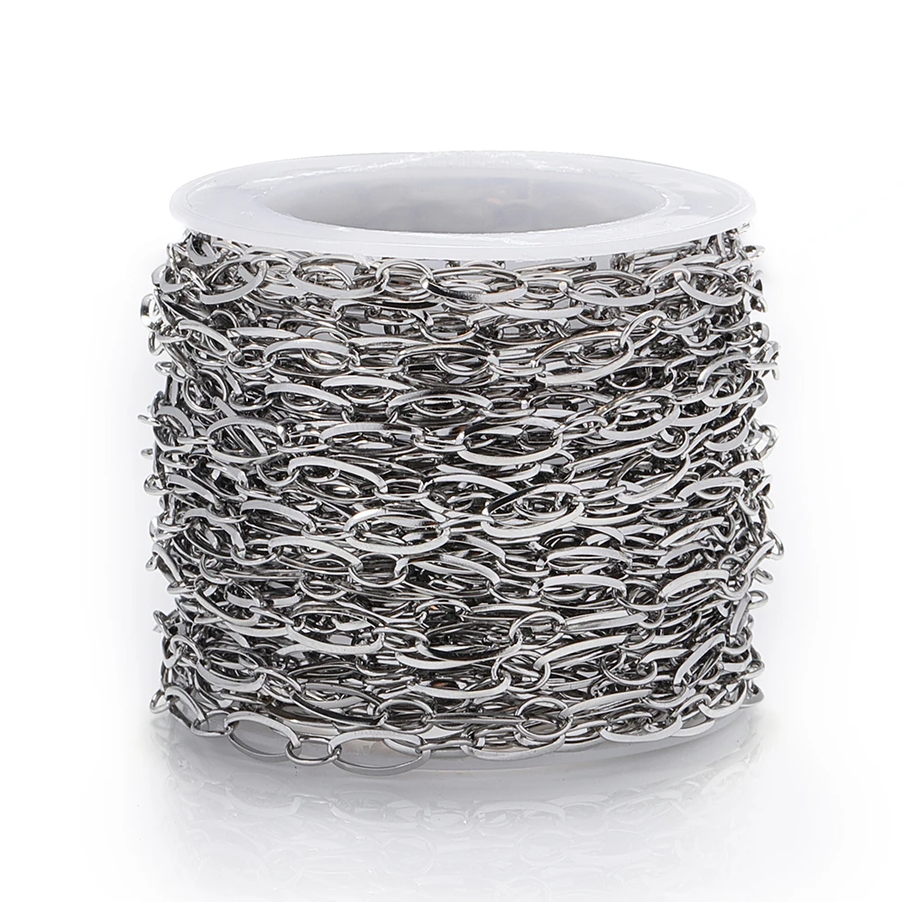 1meter Stainless Steel Chain Oval Rolo Cabel Link Chain for Jewelry Making Punk Choker Necklace Bracelet Chain DIY Accessories titanium steel necklace punk chunky chain choker necklace new stainless steel chain necklace friendship gifts