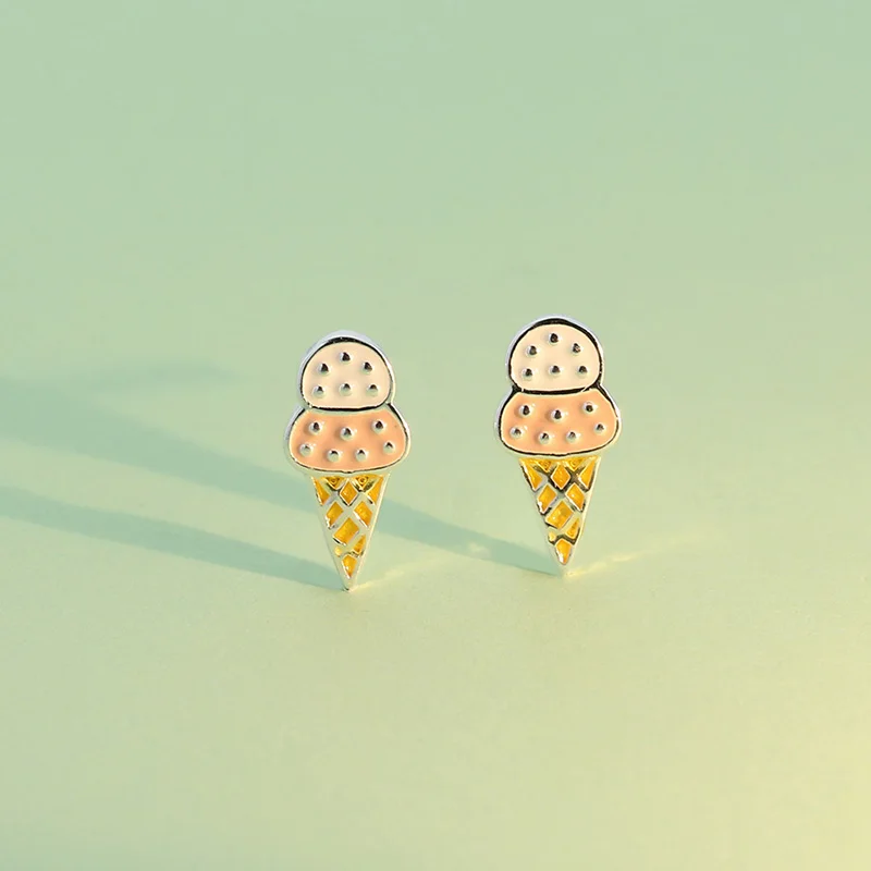Женские серьги-пусеты в виде мороженого Trusta из 100% стерлингового серебра 925 пробы