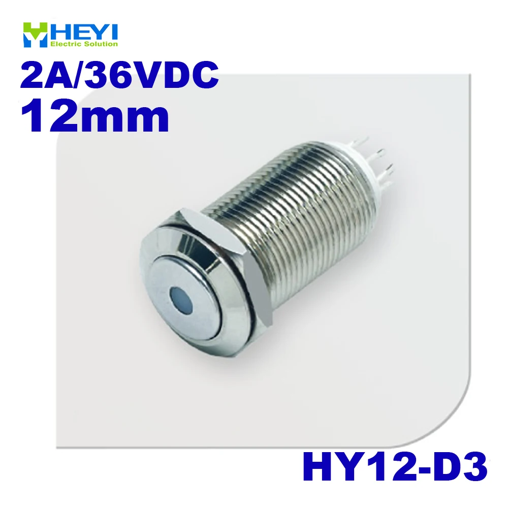 Точка llluminated с плоской головкой металлический кнопочный переключатель HY12-D3 1NO