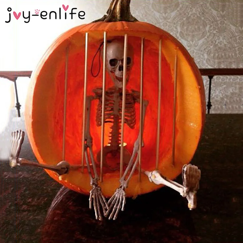 40 см Хэллоуин Забавный реалистичный пластиковый скелет со скелетом-тыквой