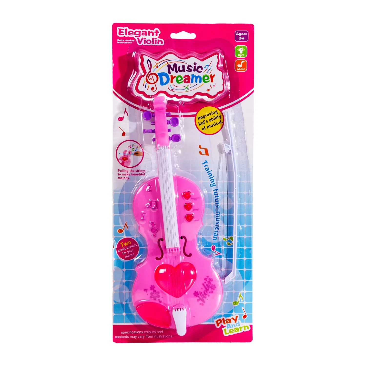 

Игрушечная скрипка работает от аккумулятора розового цвета