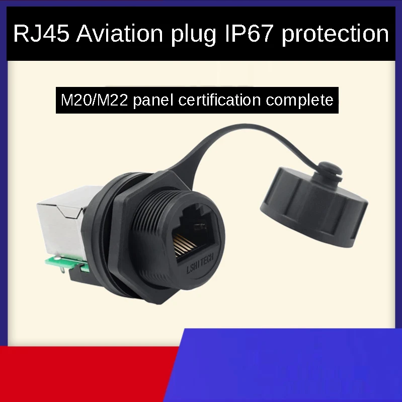 Waterproof Industrial Cat5 8P8C Aviation Male Plug Female Socket Ethernet Network RJ45 Connector Adapter 20.8 hole |