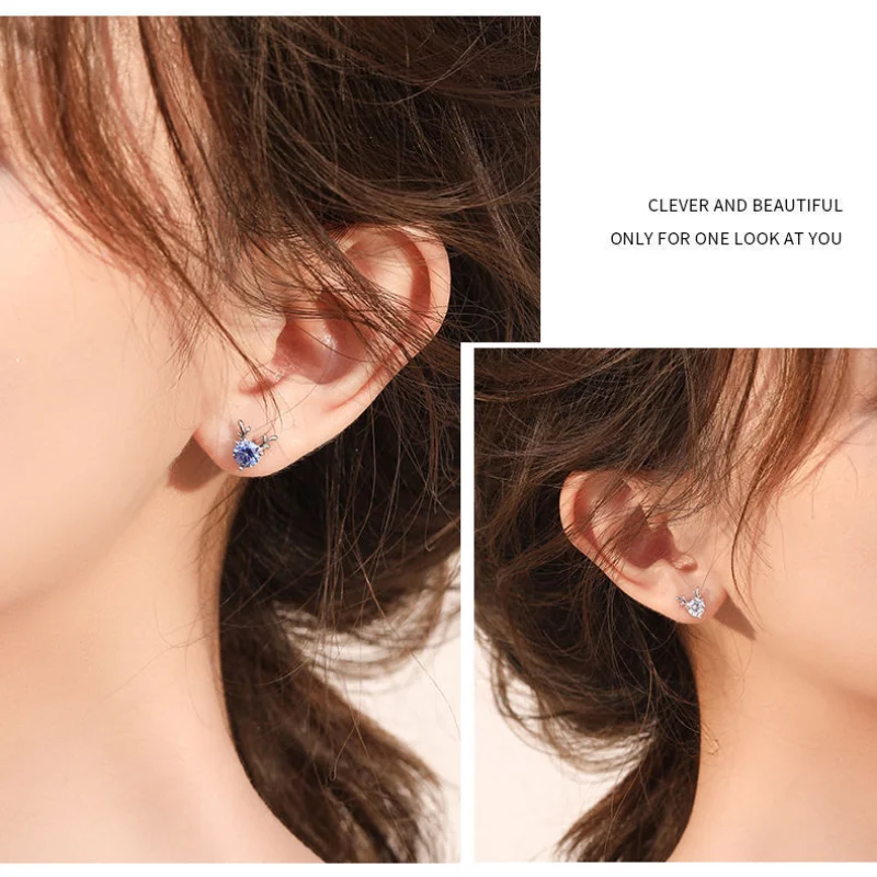 

s925 Earrings Diamond Elk female Cute Creative Earrings Korean Accessories Simple And Sophisticated High-grade Sweet Temperament