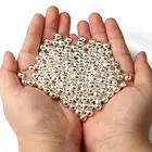 Круглые Металлические бусины серебристого цвета с отверстием, для изготовления ювелирных изделий, аксессуаров сделай сам, 3, 4, 6, 8, 10, 12 мм