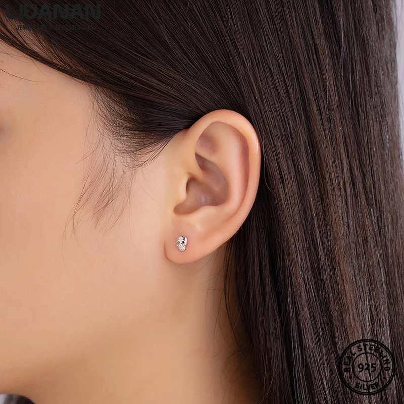 

Chic Halloween Gift Earrings For Women Men 100% Real 925 Sterling Silver Earrings Skeleton Geometric Earrings Fine Jewelry