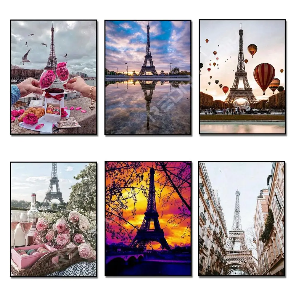 Алмазная живопись вышивка крестиком Париж романтика любовь полная