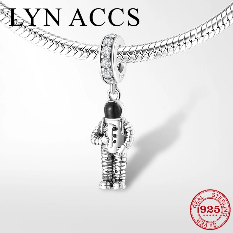 Подвеска в виде астронавта из серебра 925 пробы кулон прозрачного циркония