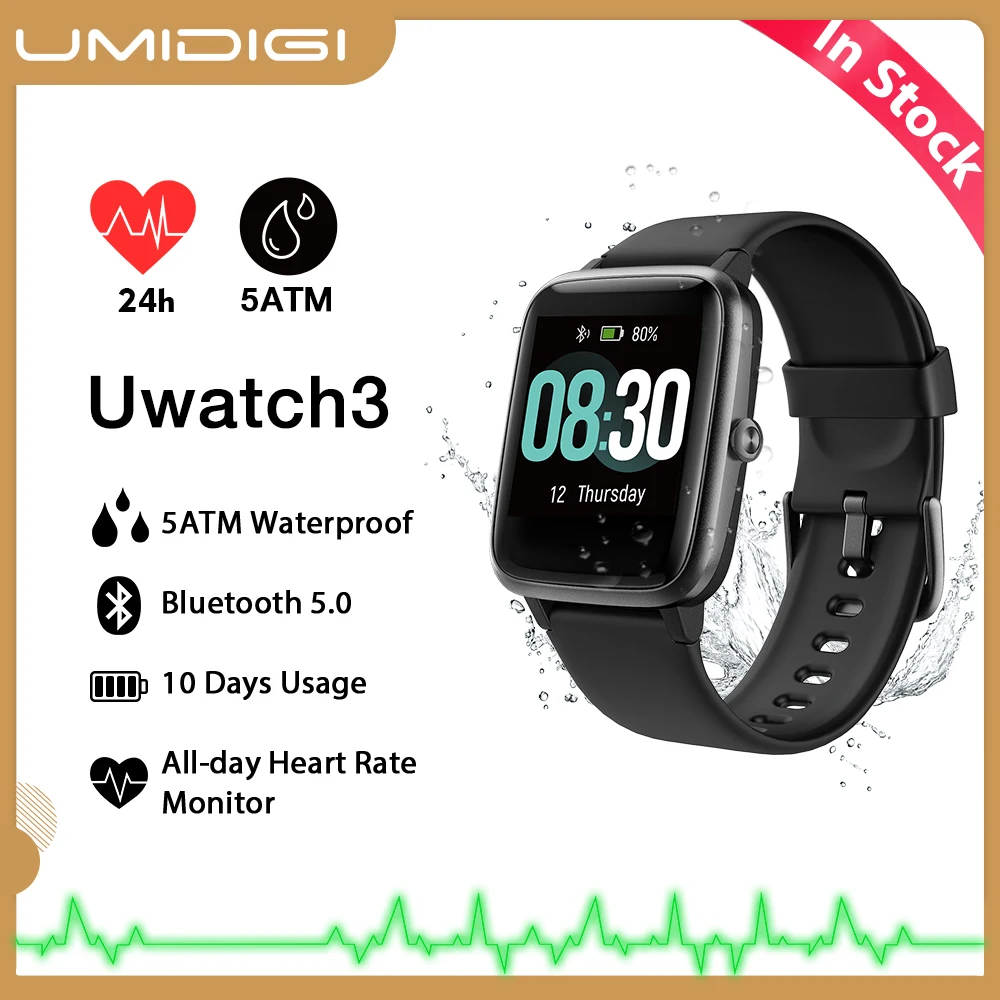 Умные часы UMIDIGI Uwatch3 для мужчин и женщин 5ATM водонепроницаемый фитнес трекер