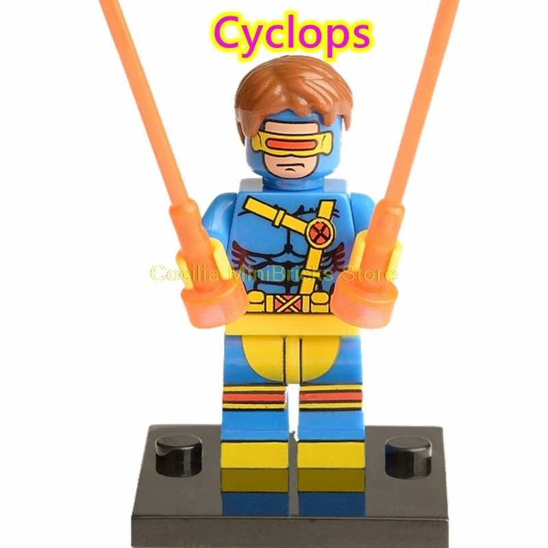 Cyclops X-men Марвел Росомаха Жан Грей проф X Магнето Apocalypse Rogue Thanos строительные блоки игрушки для детей - Цвет: Cyclops
