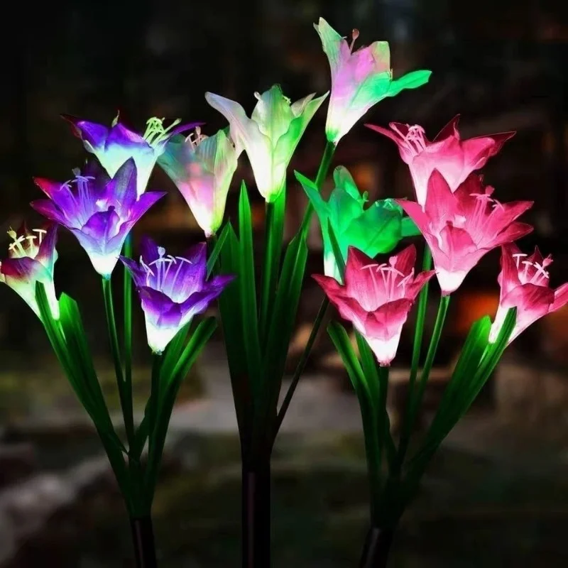 

Christmas Lights LED Solar 4 Lily Lights on The Ground Into The Lawn Light Induction Light 2022 New Year Kerst Decoratie