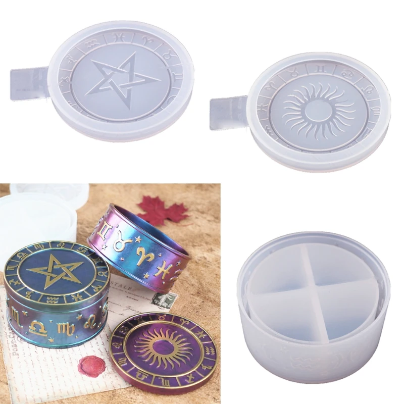 

12 Constellation Storage Box Resin Casting Mold with Sun Star Lids Storage Container Epoxy Resin Casting Silicone Molds