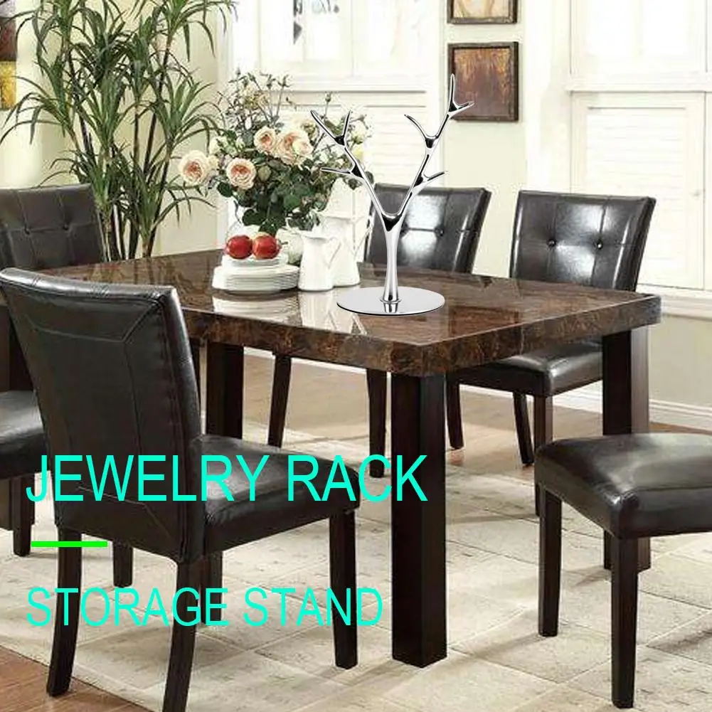 

Metal Jewelry Stand Antler Shape Crafts Ornaments Earring Necklace Watch Storage Rack Jewelry Rack Home Organizer Desktop Decor