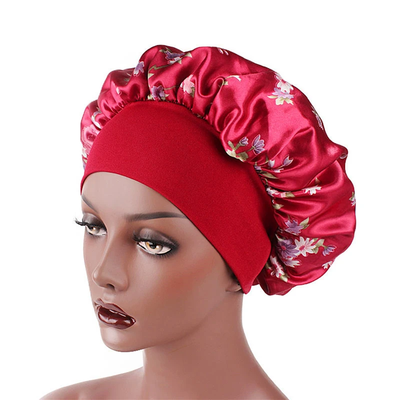 

Spring Autumn Women's Retro Home Hats Elastic Hair Care Caps Printed Wide Brim Headband Women's Sleeping Hat Chemo Beanie Hat