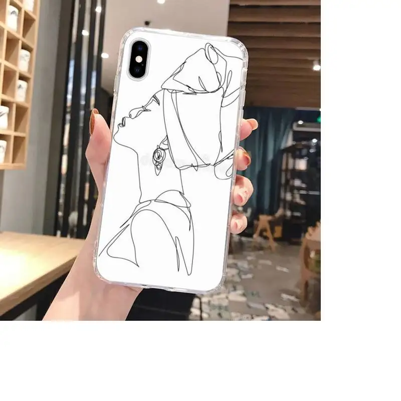 

Abstract Geometric Art Line Face Phone Case For Clear-Iphone 5s 6 6s 7 8 11 12 X Xs Xr Pro Plus Max Mini Fundas Cover