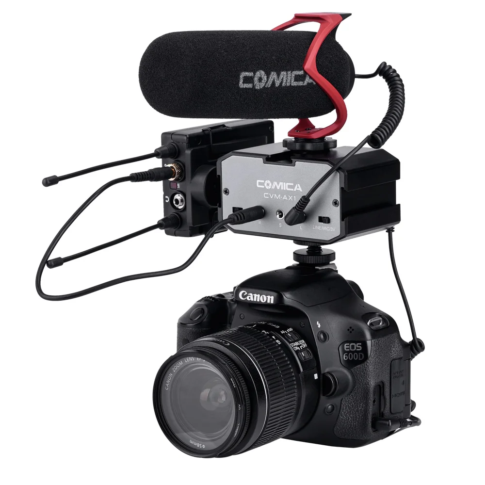 Comica CVM-AX1 моно стерео аудио адаптер смесителя микрофон для DSLR Canon EOS T6 Nikon D3300 ual