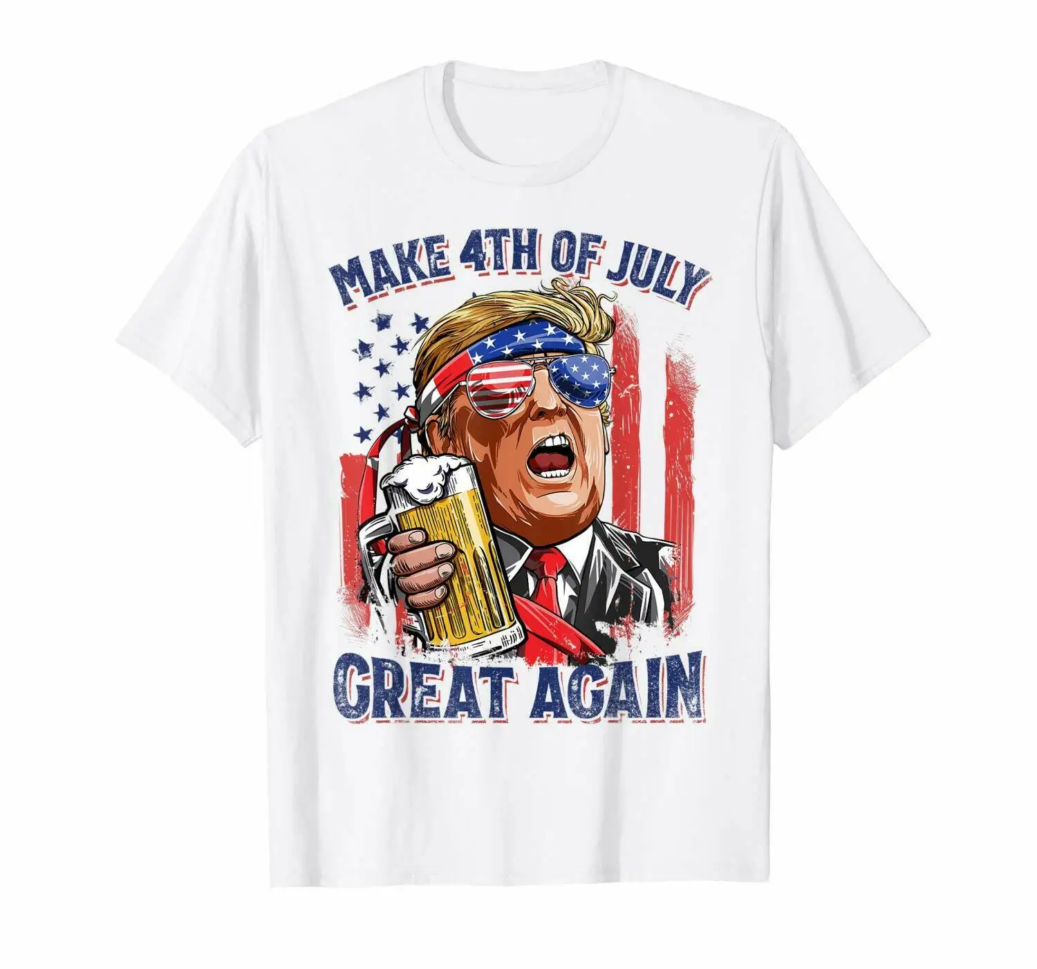 

Make 4th Of July Great Again Funny Donald Trump Drinking Beer T-Shirt Summer Cotton Short Sleeve O-Neck Men's T Shirt New S-3XL