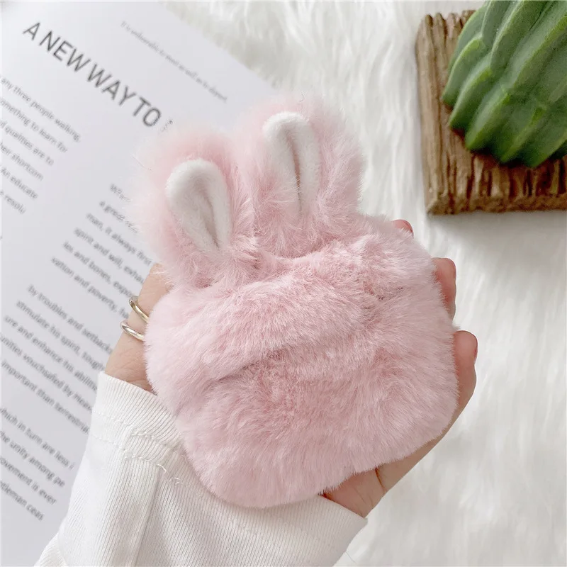 

For Plush bunny ears AirPods pro3 generation earphone protective cover cute apple fur anti-fall shell for airpods pro case