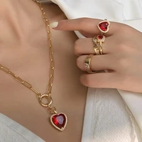 brass with 18k gold aaa zircon heart necklace women jewelry runway t show party designer gown top ins japan korean trendy