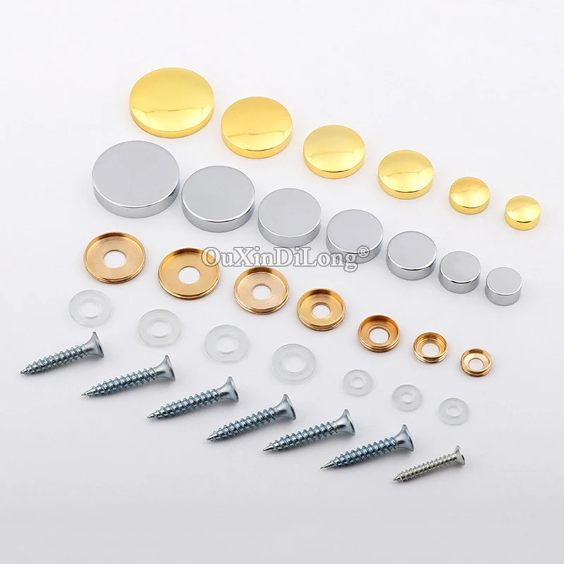 

New Arrival 200PCS Pure Brass Flat Advertising Nails Fixed Screws Acrylic Billboard Sign Glass Mirror Nails Decorative Caps Gold