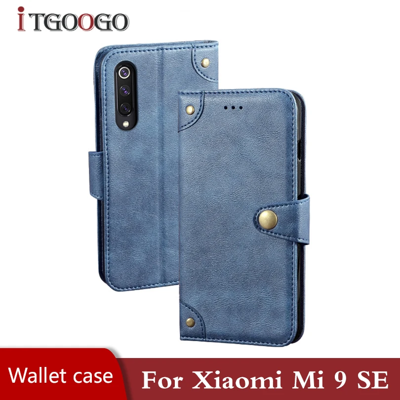 Чехол кошелек для Xiaomi mi 9 SE задняя крышка из искусственной кожи противоударный