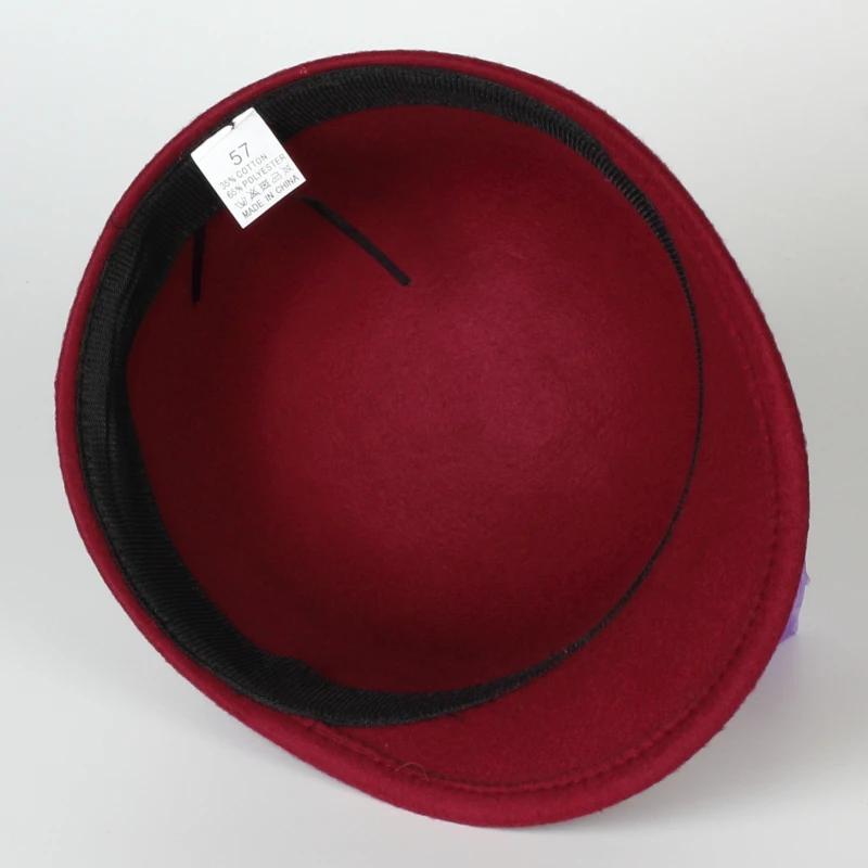 Оптовая продажа модная Милая однотонная винтажная Федора унисекс без рисунка