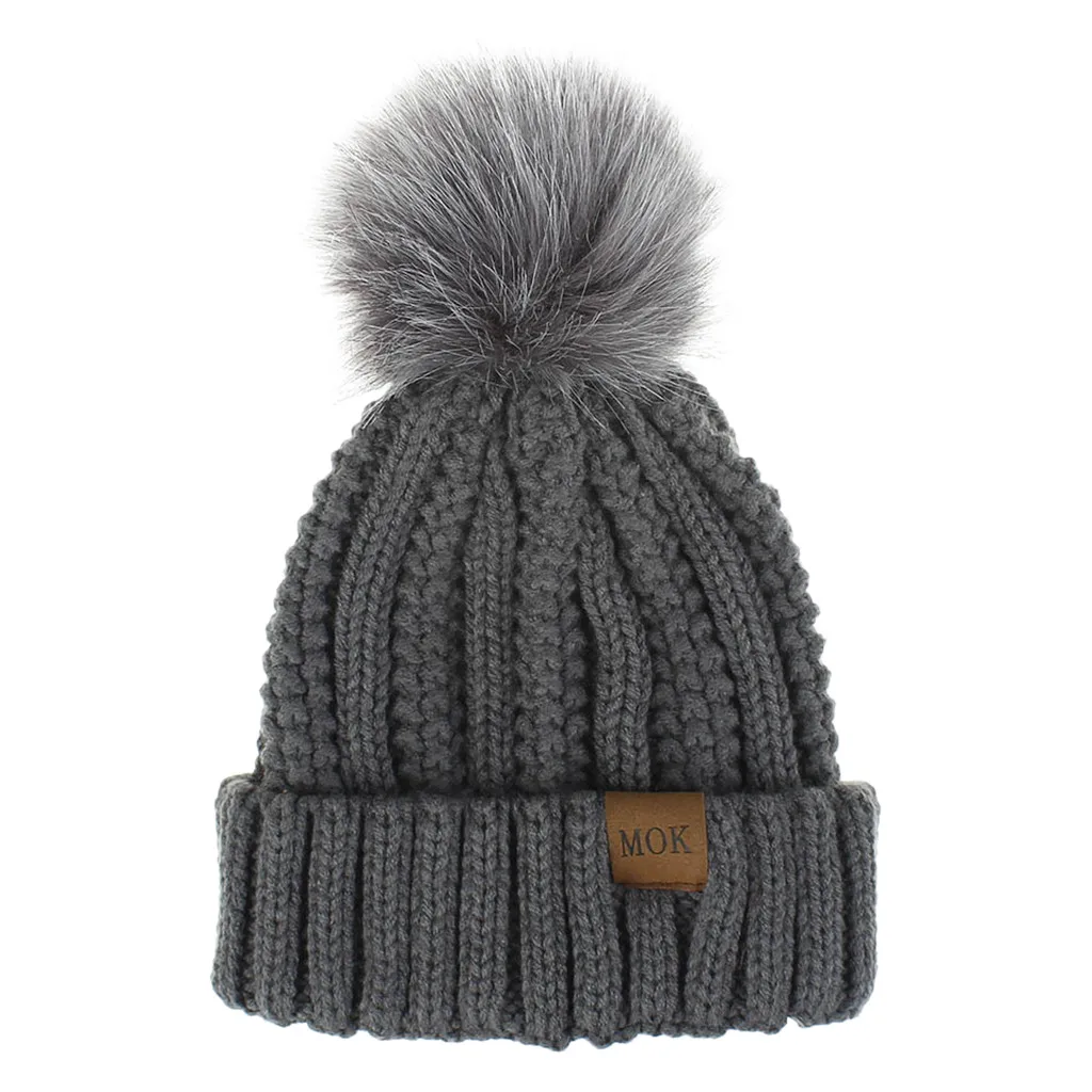 MOK съемные зимние вязаные шапочки шапки для женщин толстые теплые девушек Skullies