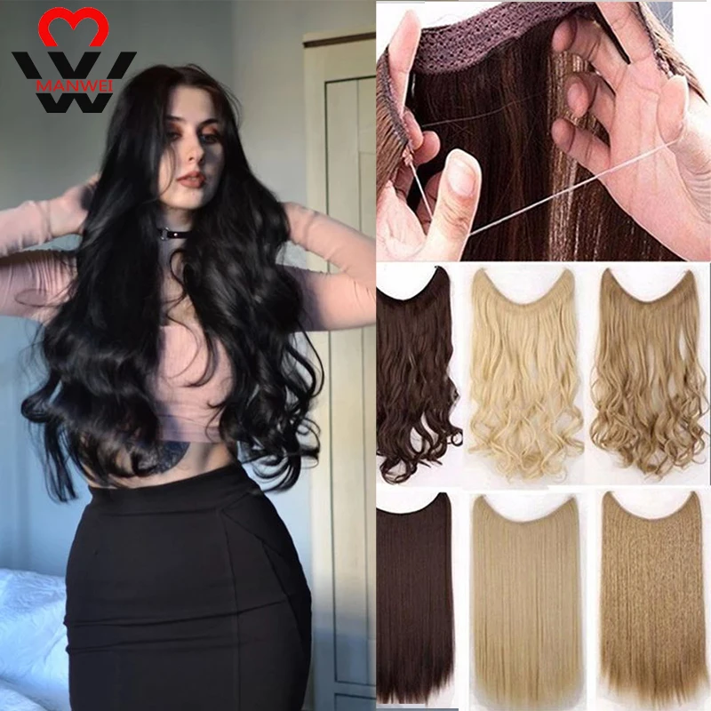 Женские волнистые искусственные волосы MANWEI черные блонд 24 дюйма 60 см