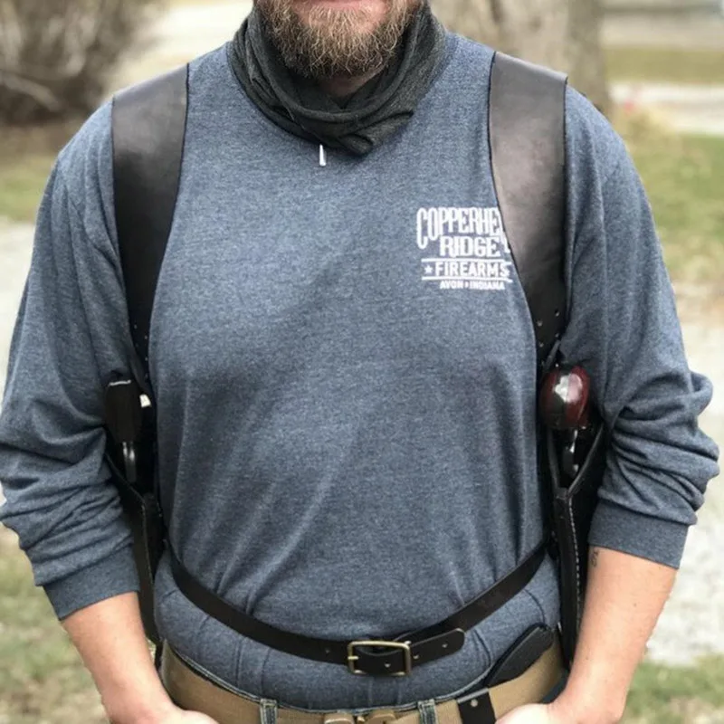 Двойной держатель для пистолета в стиле стимпанк готика мужчин и женщин кожаный