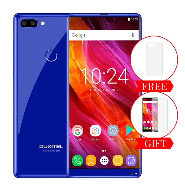 Оригинальная стеклянная пленка Oukitel MIX 2 5,9" FHD 18:9 смартфон Helio P25 Octa Core 6GB+ 64GB 21MP 4080mAh 4G LTE мобильный телефон - Цвет: Синий