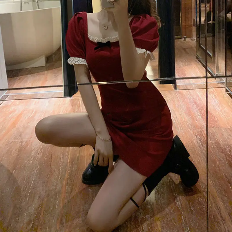 Платье женское летнее тонкое с короткими пышными рукавами