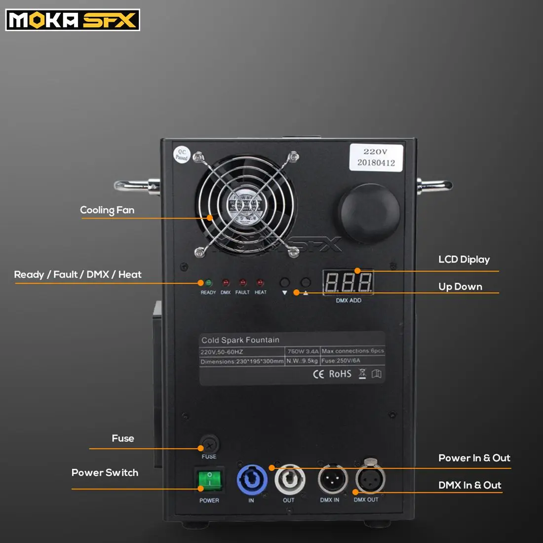 Сценический аппарат MOKA SFX DMX для холодной свечи 750 Вт | Освещение